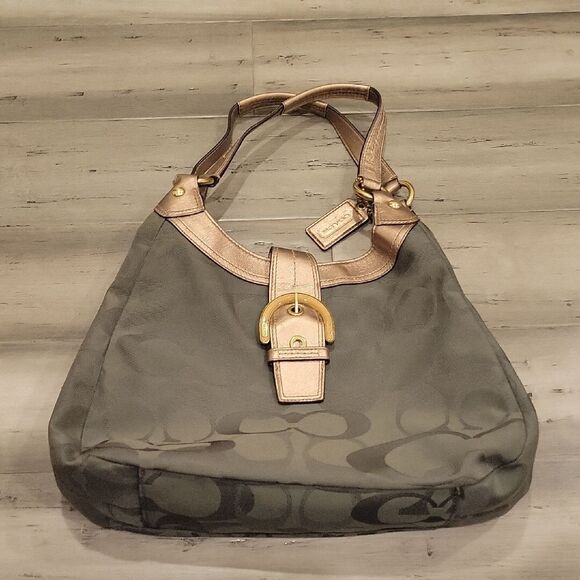 Coach Shoulder Bag in Olive with Gold Accents - Picture 1 of 9